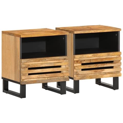 Comodini 2pz 40x34x46 Cm In Legno Massello Di Mango - Foto 1