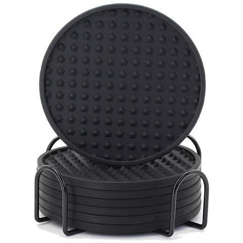 Set Di 6 Sottobicchieri Da Caffè In Silicone Con Supporto Black - Foto 1