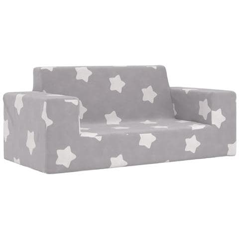 Divano per Bambini 2 Posti Grigio Chiaro Stelle Morbido Peluche - Foto 1