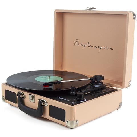 Giradischi Vintage VC400 Bluetooth USB Convertitore Vinili in WAV Radio FM 2 Altoparlanti Integrati RCA e AUX Design Valigia Portatile 33/45/78 Giri Colore Pesca - Foto 3