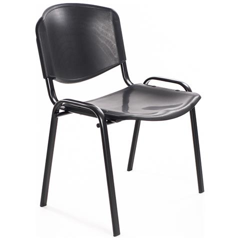 Set Di 6 Sedie Per Sala Attesa Ufficio Studio Conferenze Riunione Ospite Impilabili In Plastica Nera - Foto 1
