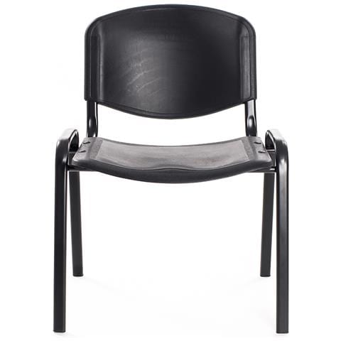 Set Di 6 Sedie Per Sala Attesa Ufficio Studio Conferenze Riunione Ospite Impilabili In Plastica Nera - Foto 2