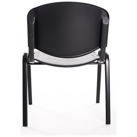 Set Di 6 Sedie Per Sala Attesa Ufficio Studio Conferenze Riunione Ospite Impilabili In Plastica Nera - Foto 3