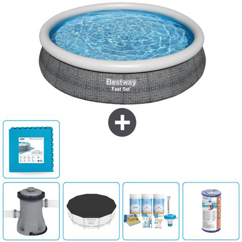 Piscina Fuori Terra - In Giro - 366x76 Cm - Grigio - Include Accessori Coordinati Cb12 - Foto 1