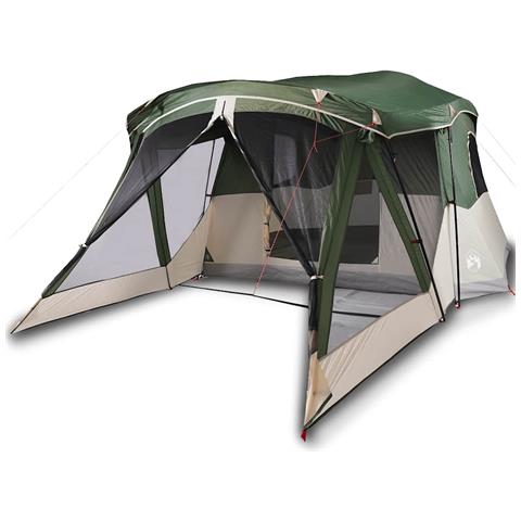 Tenda da Campeggio con Portico per 4 Persone Verde Impermeabile - Foto 1