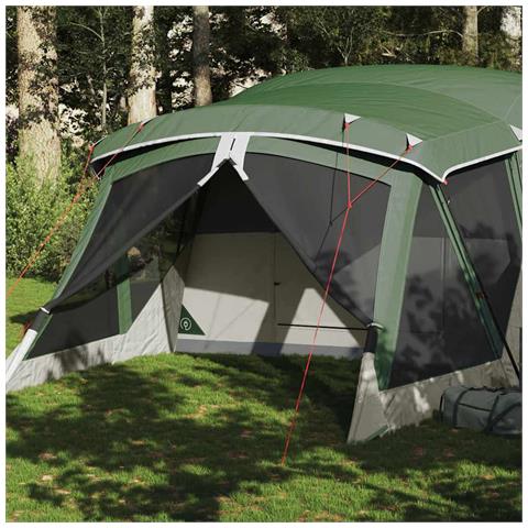Tenda da Campeggio con Portico per 4 Persone Verde Impermeabile - Foto 2