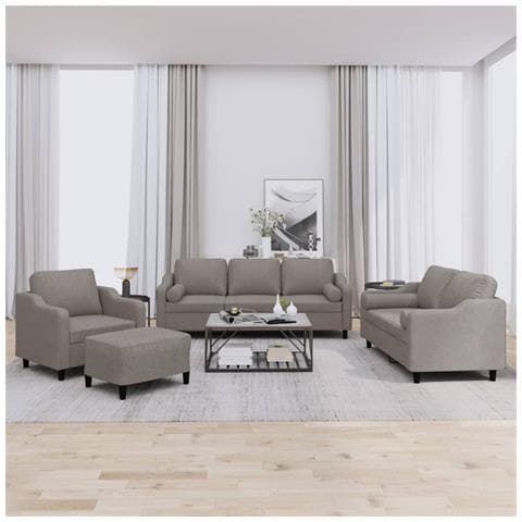 Set Divani 4 pz con Cuscini Tortora in Tessuto - Foto 2