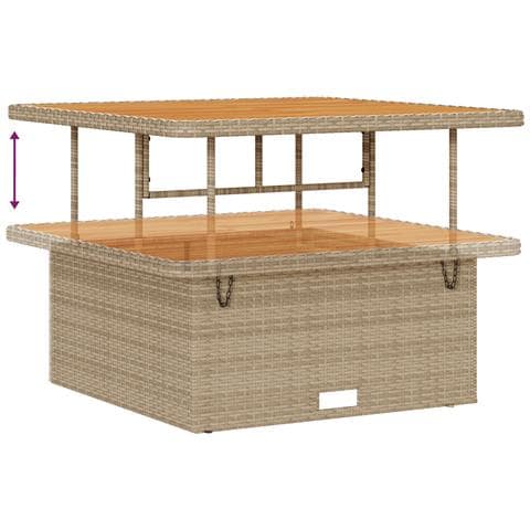 Set di Divani da Giardino da 13 Pezzi con Cuscini Beige Polirattan Acacia, Set da Pranzo Giardino vitaXL da 3 Pezzi con Cuscini Beige Polirattan Acacia - Foto 8