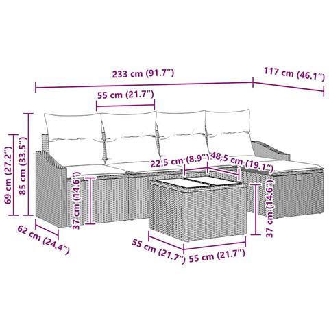 Set Divano Giardino 6 Pezzi con Cuscini Nero Polyrattan - Foto 9