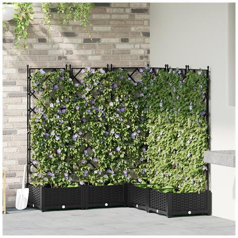 Fioriera da Giardino con Trellis 5 pcs Nera 120x120x125.5 cm - Foto 2