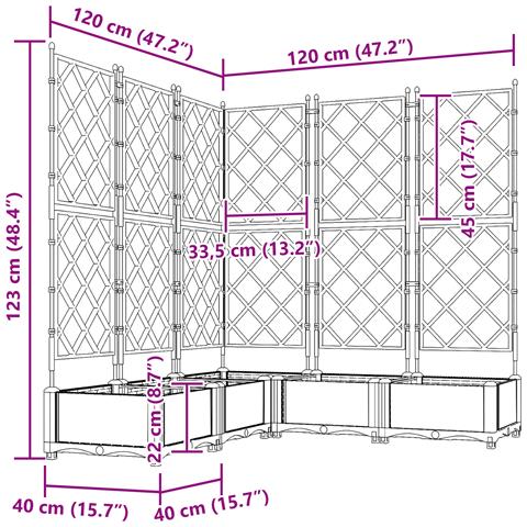 Fioriera da Giardino con Trellis 5 pcs Nera 120x120x125.5 cm - Foto 8