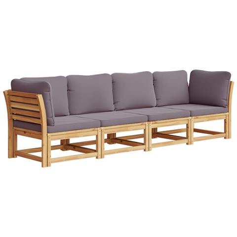 Set Salotto da Giardino 4pz con Cuscini Legno Massello Acacia - Foto 1
