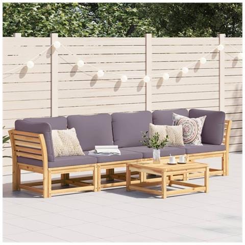 Set Salotto da Giardino 4pz con Cuscini Legno Massello Acacia - Foto 2