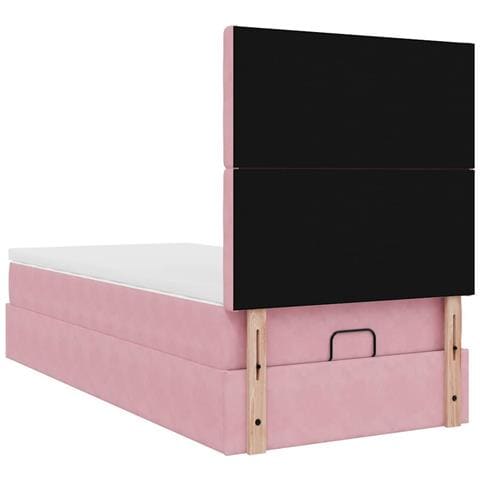 Struttura Letto Pouf con Materassi Rosa 100x200 cm Velluto - Foto 9