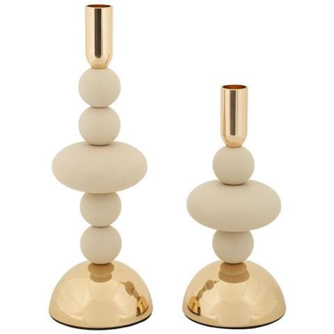 Portacandela Mf925 - Beige - Acciaio - 10x10x30 Cm - Foto 1