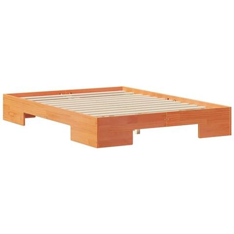 Struttura letto a terra Marrone Legno di pino massello - Foto 1