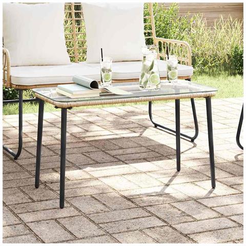 Tavolo da Giardino Naturale 80 x 40 x 45.5 cm Poly Rattan - Foto 2