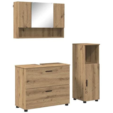 Set di mobili per il bagno con porta 3 pcs rovere artigianale - Foto 1