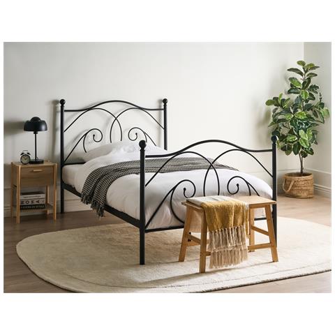 Letto Metallo Dinard 120 X 200 Cm Nero - Foto 1