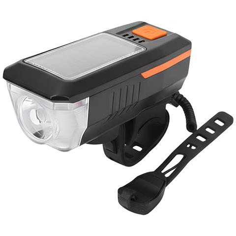 Faro Per Bicicletta Multifunzione Con Clacson Da 120 Db Ricaricabile Usb / Solare - Foto 1