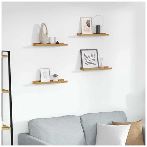 Scaffale da parete 4 pcs Beige 40 x 9 x 3 cm Legno multistrato - Foto 2