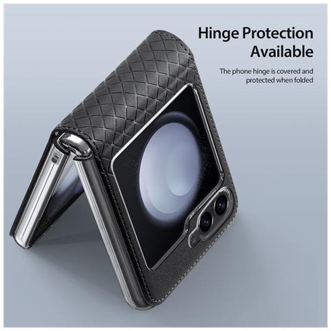 Cover per Galaxy Z Flip7 FE 5G - PC+Pelle /PU, Nero - Foto 4