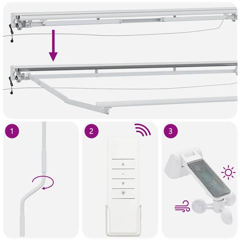 Telaio tenda elettrica con LED Bianco 3 x 2,5 m Alluminio - Foto 9