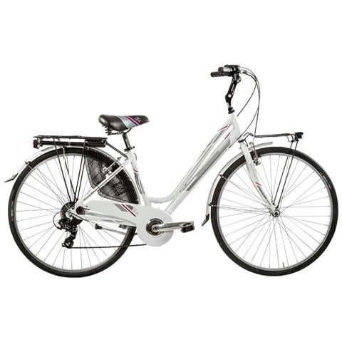 Bici Da Donna City Bike Telaio In Alluminio Bicicletta Misura 28 Linea Dea Cambio 6v Dea28d6v Completa Di Accessori E Luci A Led - 44 Bianco Fuxia - Foto 1
