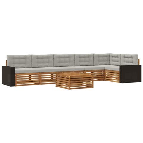 Set di divani da esterno 7 pcs Naturale e Grigio Chiaro - Foto 1