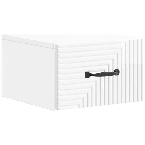 Mobiletto da notte a muro Bianco Lucido 34,5 x 33 x 20 cm - Foto 1