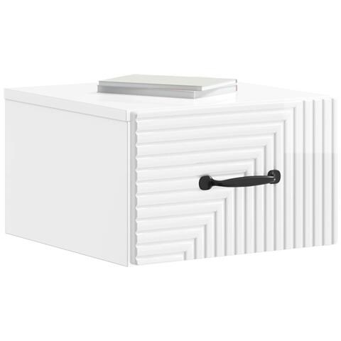 Mobiletto da notte a muro Bianco Lucido 34,5 x 33 x 20 cm - Foto 2