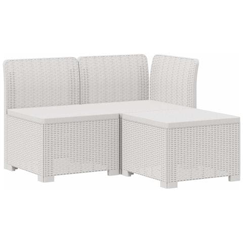 Divano da Giardino a 3 Posti in Aspetto Rattan PP Bianco - Foto 1