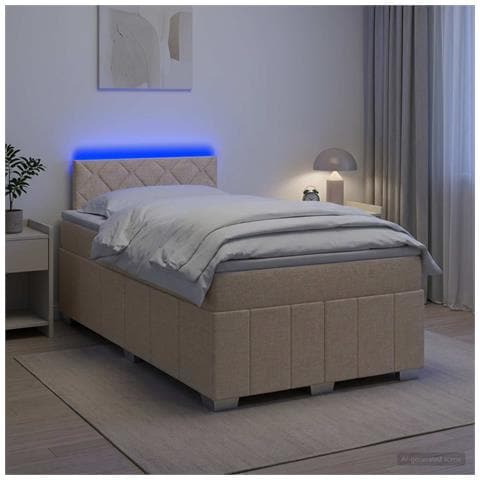 Letto box spring con materasso Crema 120 x 190 cm Tessuto - Foto 2