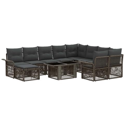 Set Divano da Giardino 11 pz Grigio e Grigio Scuro polyrattan - Foto 1