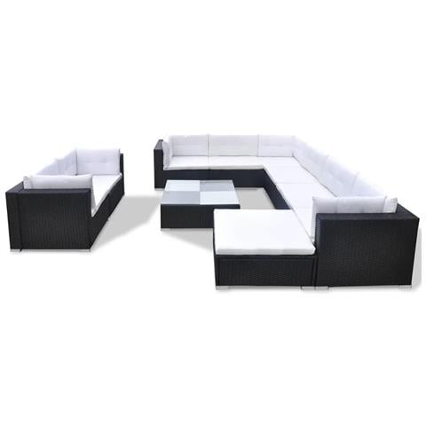 Set 32 Pz Divano Da Giardino In Polirattan Nero - Foto 1