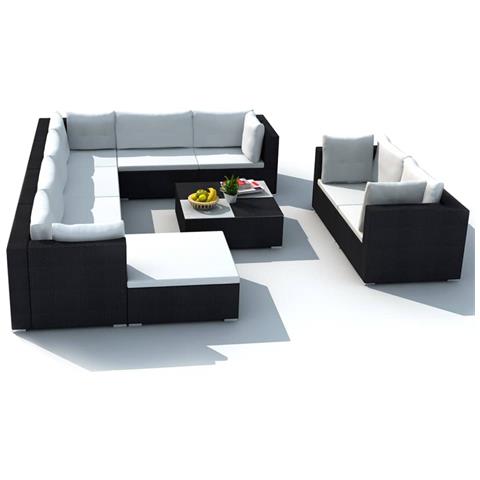 Set 32 Pz Divano Da Giardino In Polirattan Nero - Foto 10