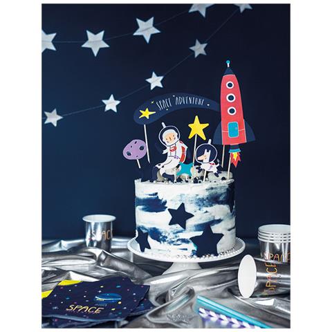 Partydeco - 7 Decorazioni Oer Torta Avventura Nello Spazio - Foto 3