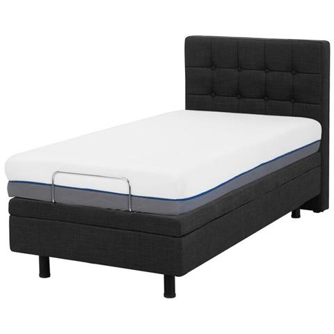 Letto Di Tessuto Imbottito Grigio Regolabile Elettricamente 80 X 200 Cm Duke - Foto 6