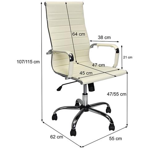 Sedia da Ufficio Torino in Ecopelle Beige - Foto 7