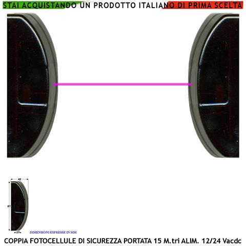 Fotocellule Sicurezza E Controllo Cancello Elettrico Automatico Coppia Tx E Rx Cellula130 Portata 15 Metri Montaggio A - Foto 1