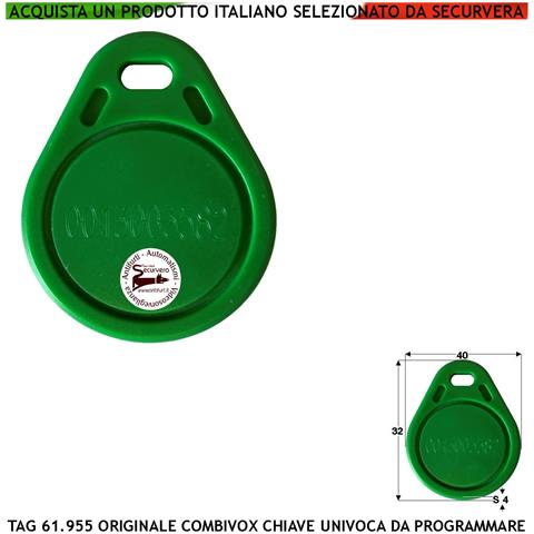 Chiave Di Prossimità Trasponder Tag Alta Sicurezza Codice Univoco Preimpostate Combivox 61.955 Da Programmare Foro Por - Foto 1
