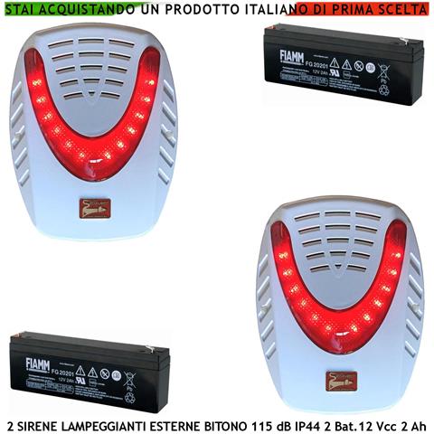 Sirena Antifurto Esterna Lampeggiatore A Led 2 Pezzi Frequenza A /b 1724/2475 Hz Melodia Binota 115 Db Allarme Caduta + - Foto 1