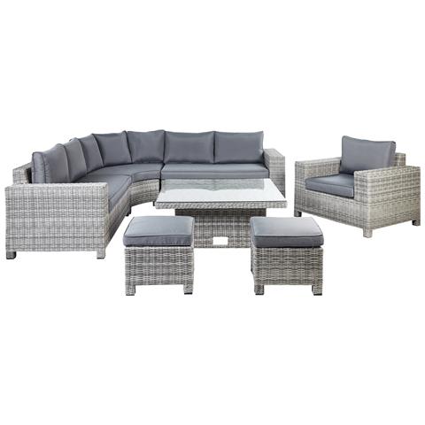 Set Da Giardino Rattan Sintetico Grigio 9 Posti Teglio - Foto 6