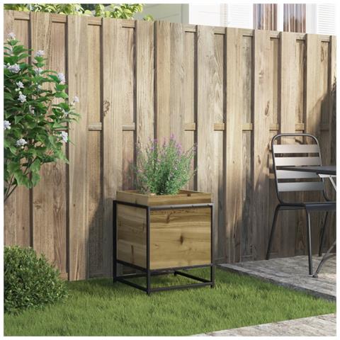 Fioriera Da Giardino 40x40x50 Cm In Legno Di Pino Impregnato - Foto 3