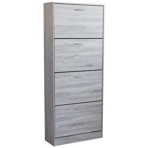 Scarpiera Da Interno Con 4 Sportelli A Ribalta In Legno Helena - Lightgrey - Foto 1