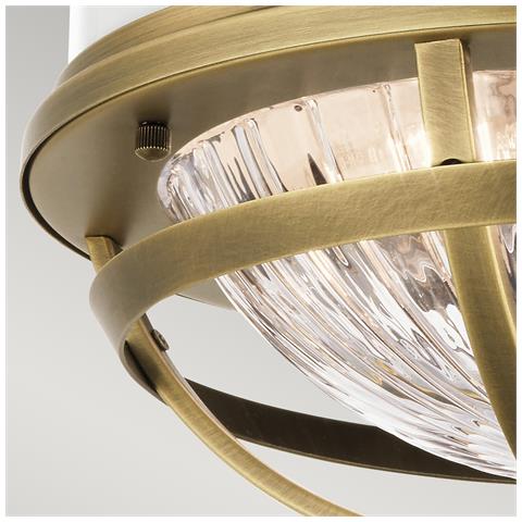 Plafoniera Contemporanea Tollis Acciaio Ottone Naturale Bianco 2 Luci E27 - Foto 2