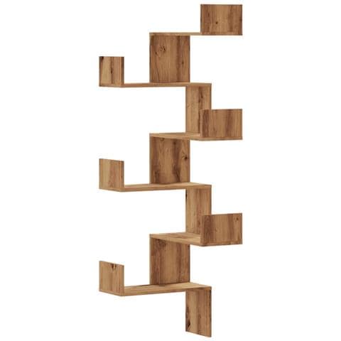 Scaffale Angolare Muro Rovere Artigianale 45x45x147 Cm Legno - Foto 2