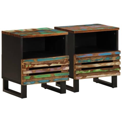 Comodini 2pz 40x34x46 Cm In Legno Massello Di Recupero - Foto 1
