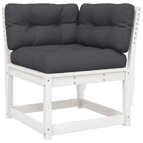 Set Salotto Giardino 7pz Con Cuscini Bianco Legno Massello Pino - Foto 2