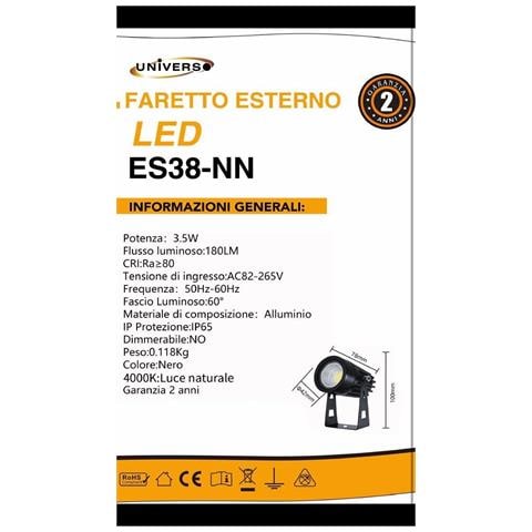 Faretto Led Luce Naturale Cob 3.5 W Proiettore Da Giardino Staffa A Parete - Foto 4